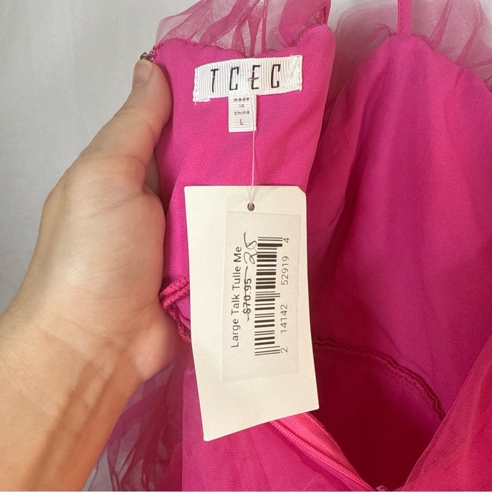 TCEC Pink Layered Mini Dress Size Large NWT - Picture 11 of 14